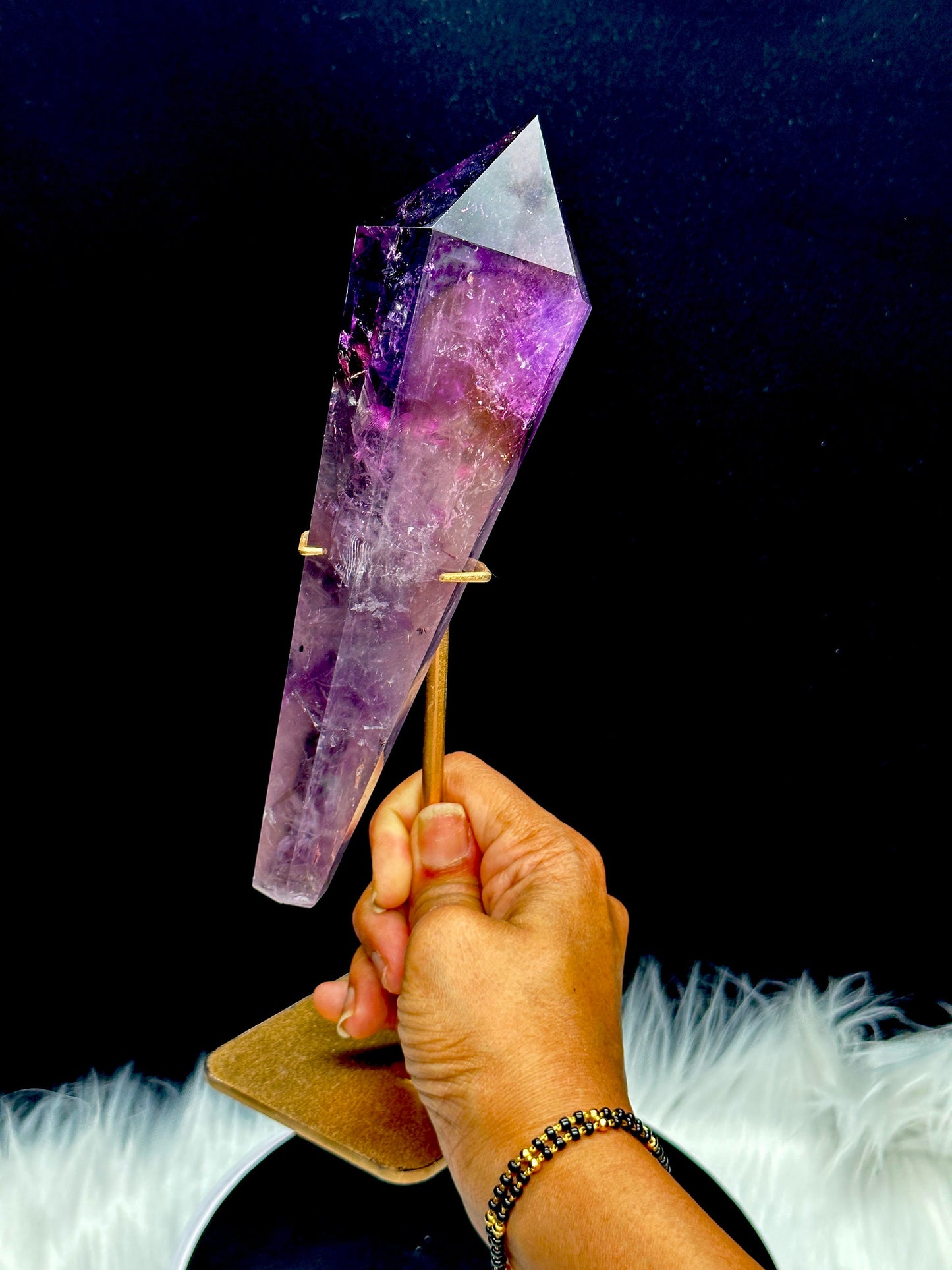 High Quality Ametrine Crystal wand on stand