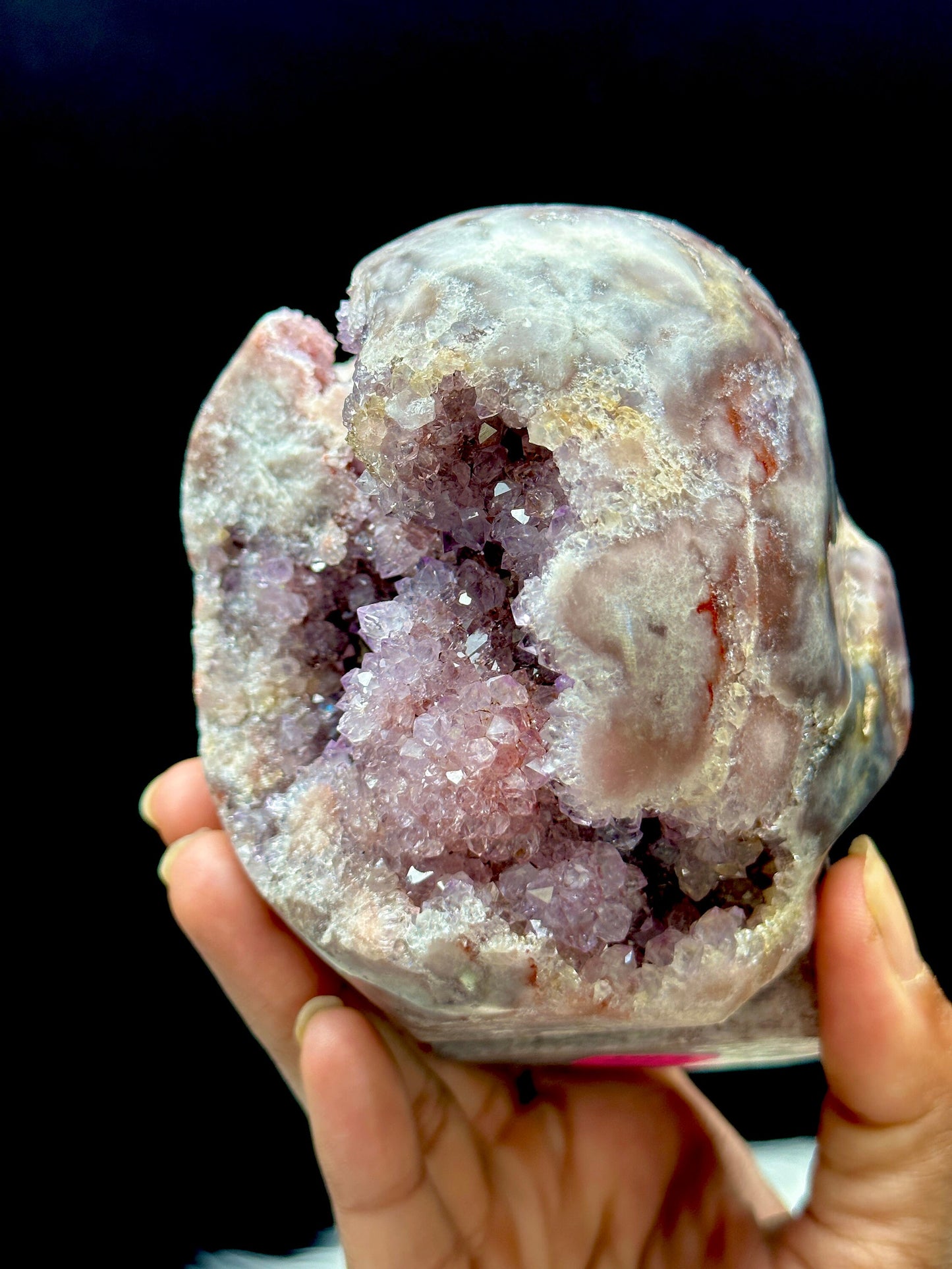 Extra Quality Sparkly large  Pink Amethyst Crystal Skull - 4 inches tall