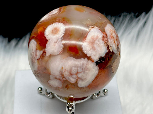 Carnelian Flower Agate Crystal Sphere