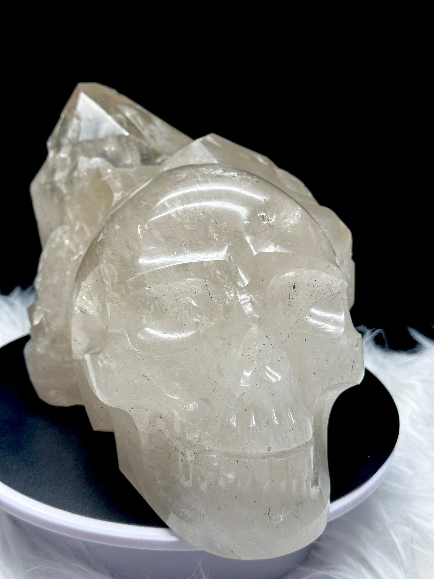 Rare Elestial Clear Quartz Crystal Skull, Magical Skull , Cluster Skull