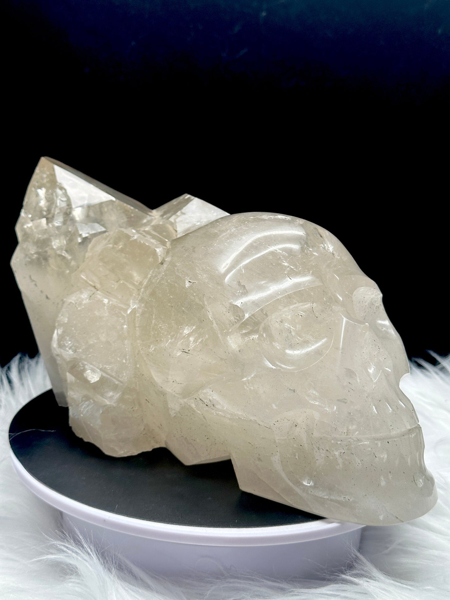 Rare Elestial Clear Quartz Crystal Skull, Magical Skull , Cluster Skull