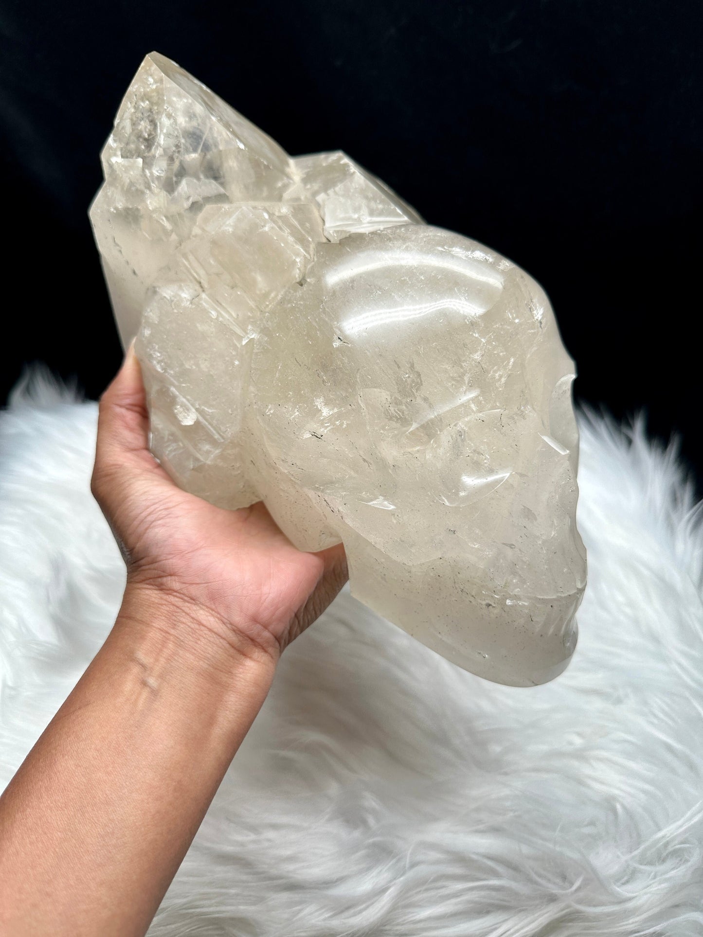 Rare Elestial Clear Quartz Crystal Skull, Magical Skull , Cluster Skull
