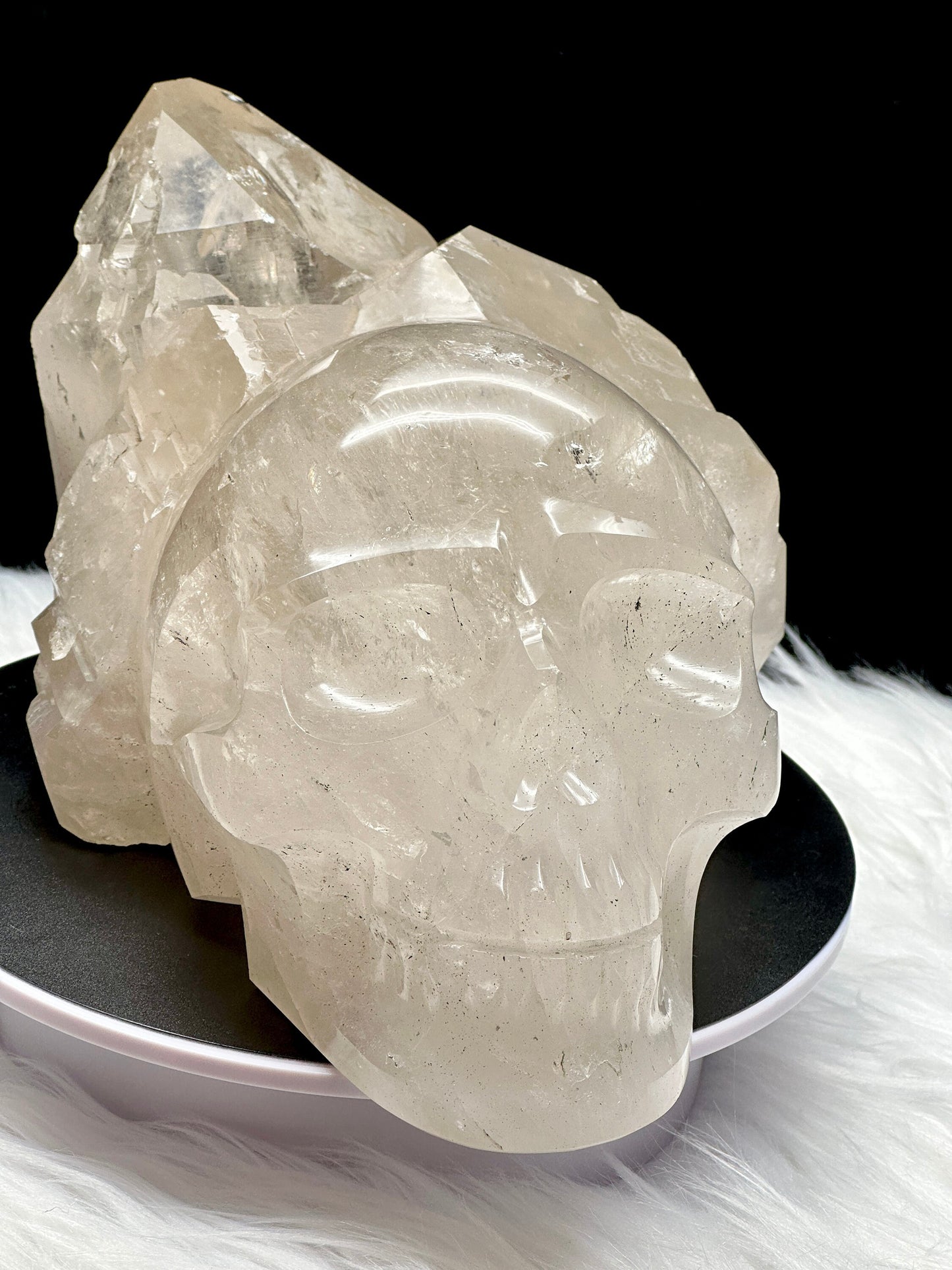 Rare Elestial Clear Quartz Crystal Skull, Magical Skull , Cluster Skull