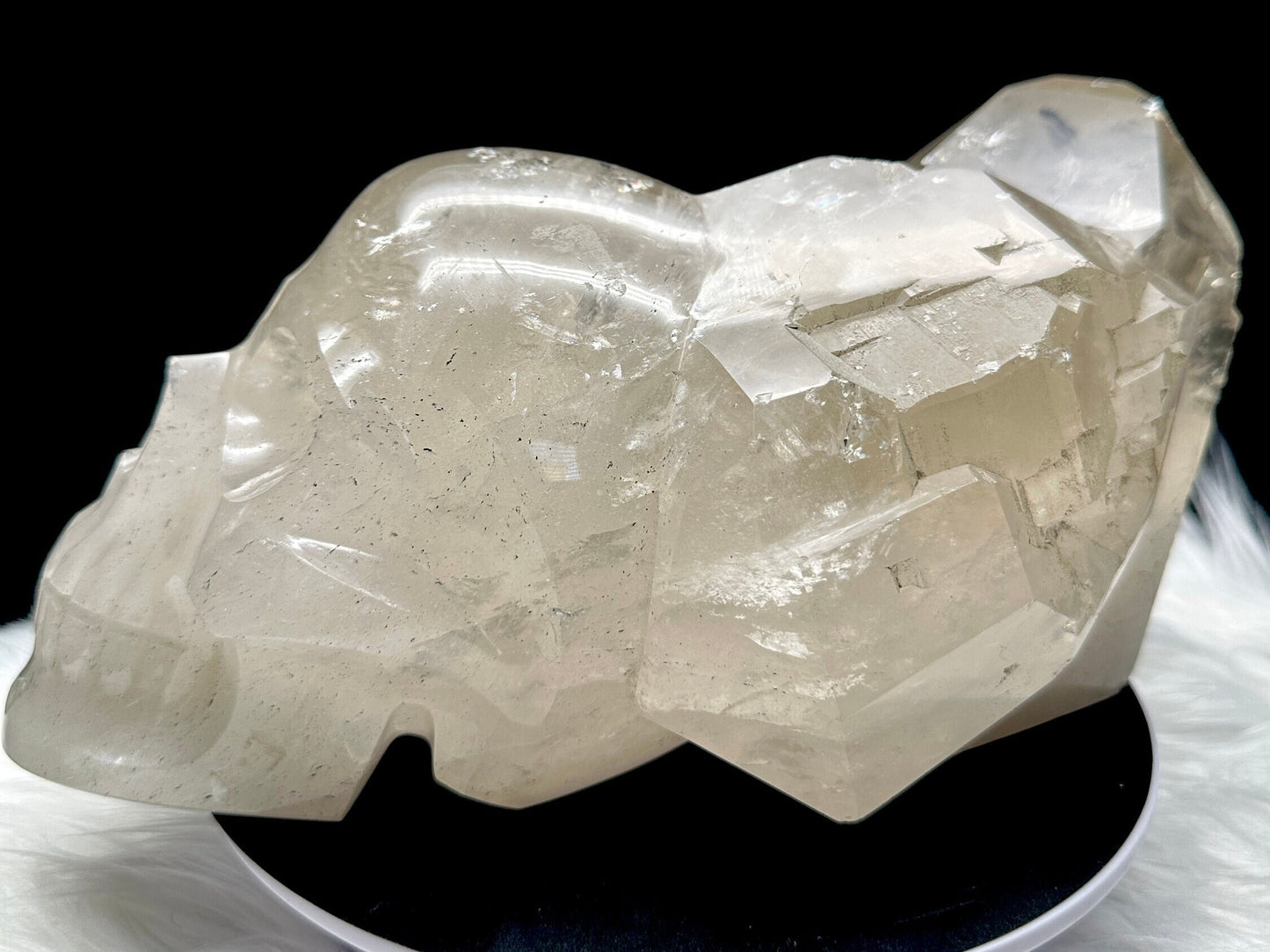 Rare Elestial Clear Quartz Crystal Skull, Magical Skull , Cluster Skull