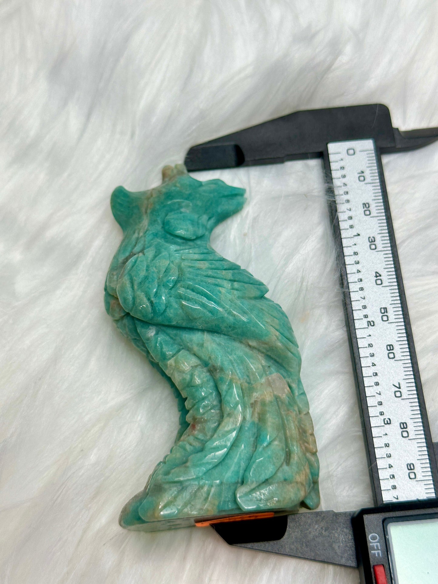 Amazonite Crystal Phoenix Carving