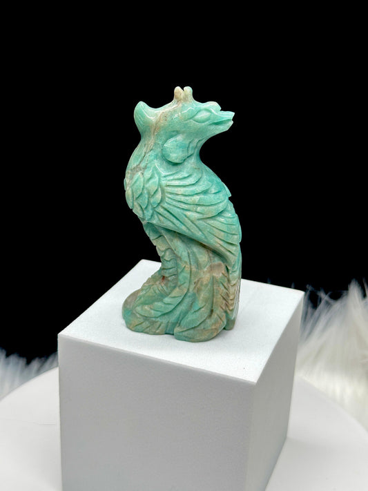 Amazonite Crystal Phoenix Carving