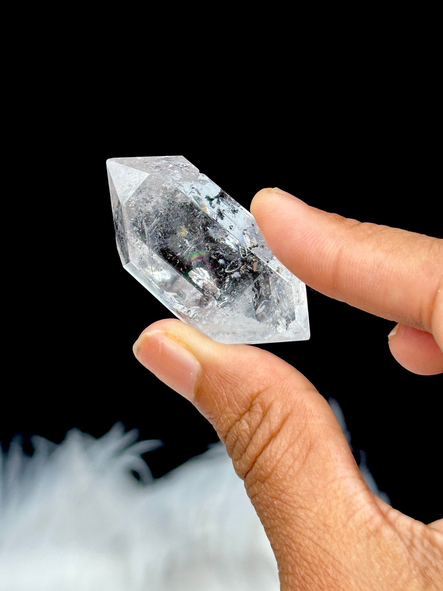 Rare Herkimer Diamond Quartz Crystal with enhydro