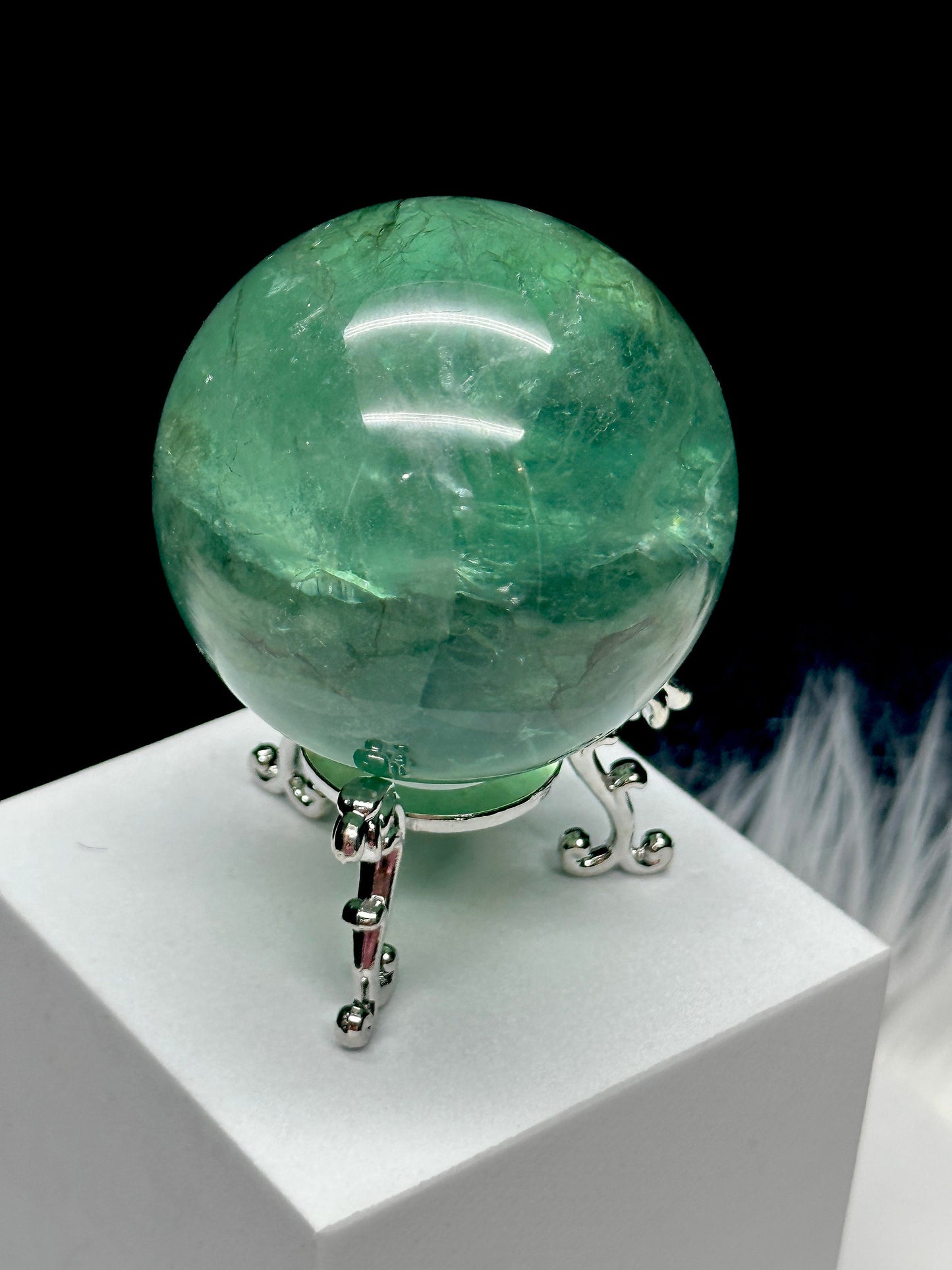 Green Fluorite Crystal Sphere