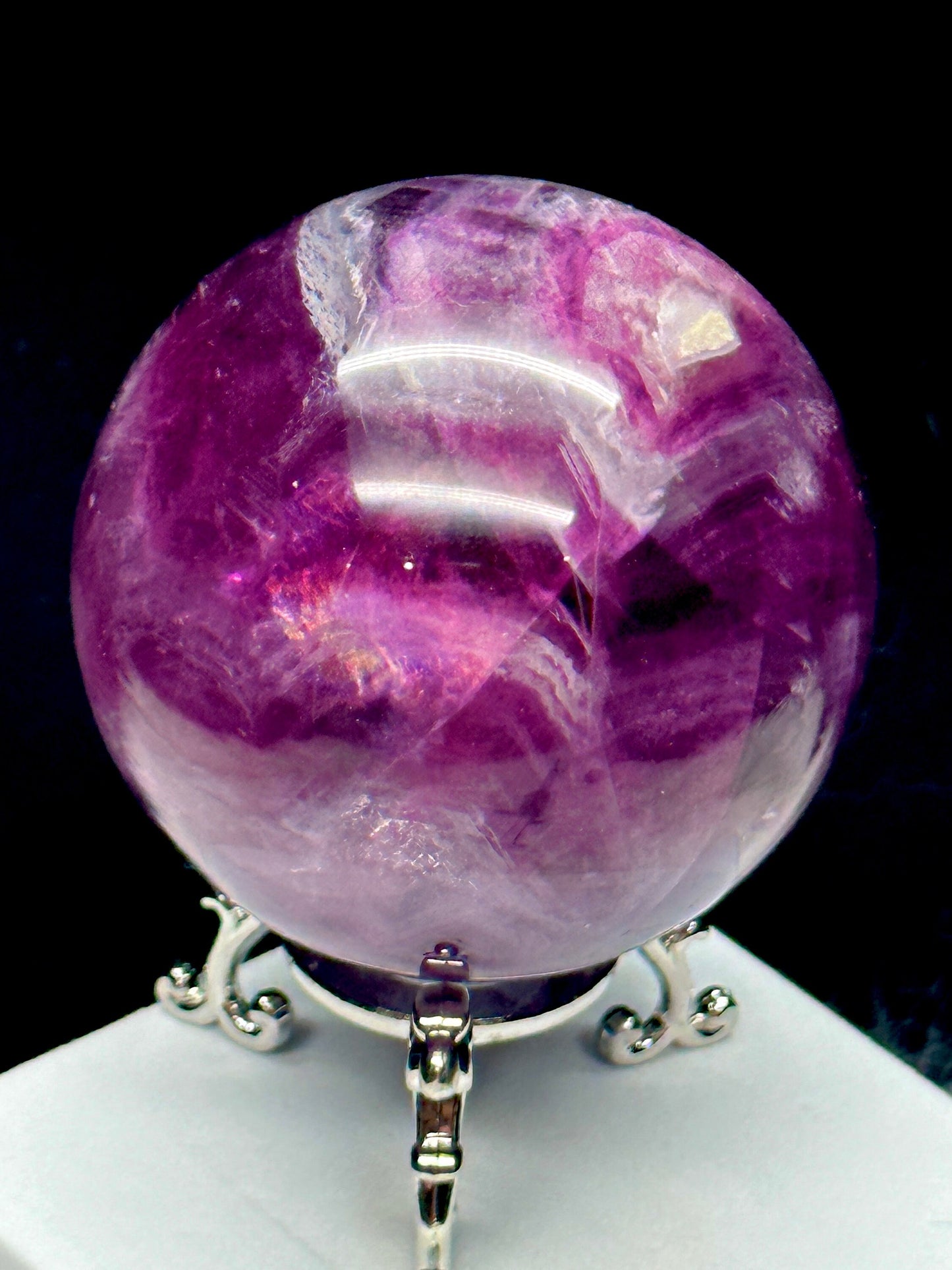 Rainbow filled Purple Fluorite Sphere