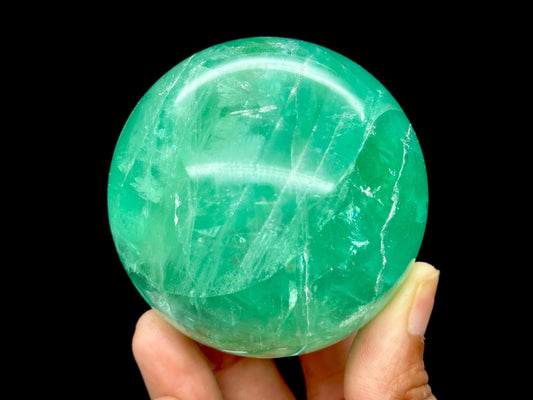 Beautiful Green Fluorite Sphere with Rainbow inclusion