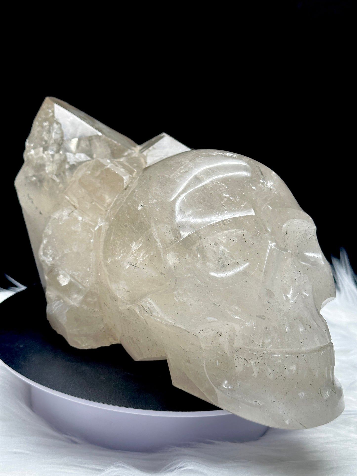 Rare Elestial Clear Quartz Crystal Skull, Magical Skull , Cluster Skull