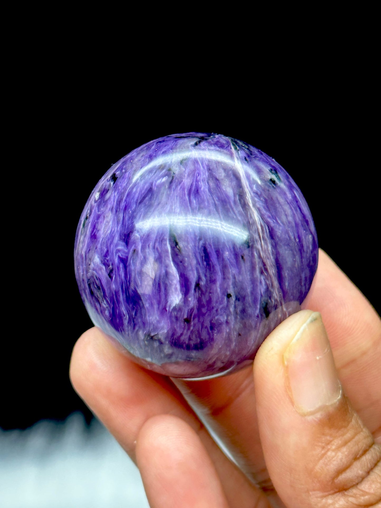 Charoite Crystal Sphere, approx. 1.5 inches diameter