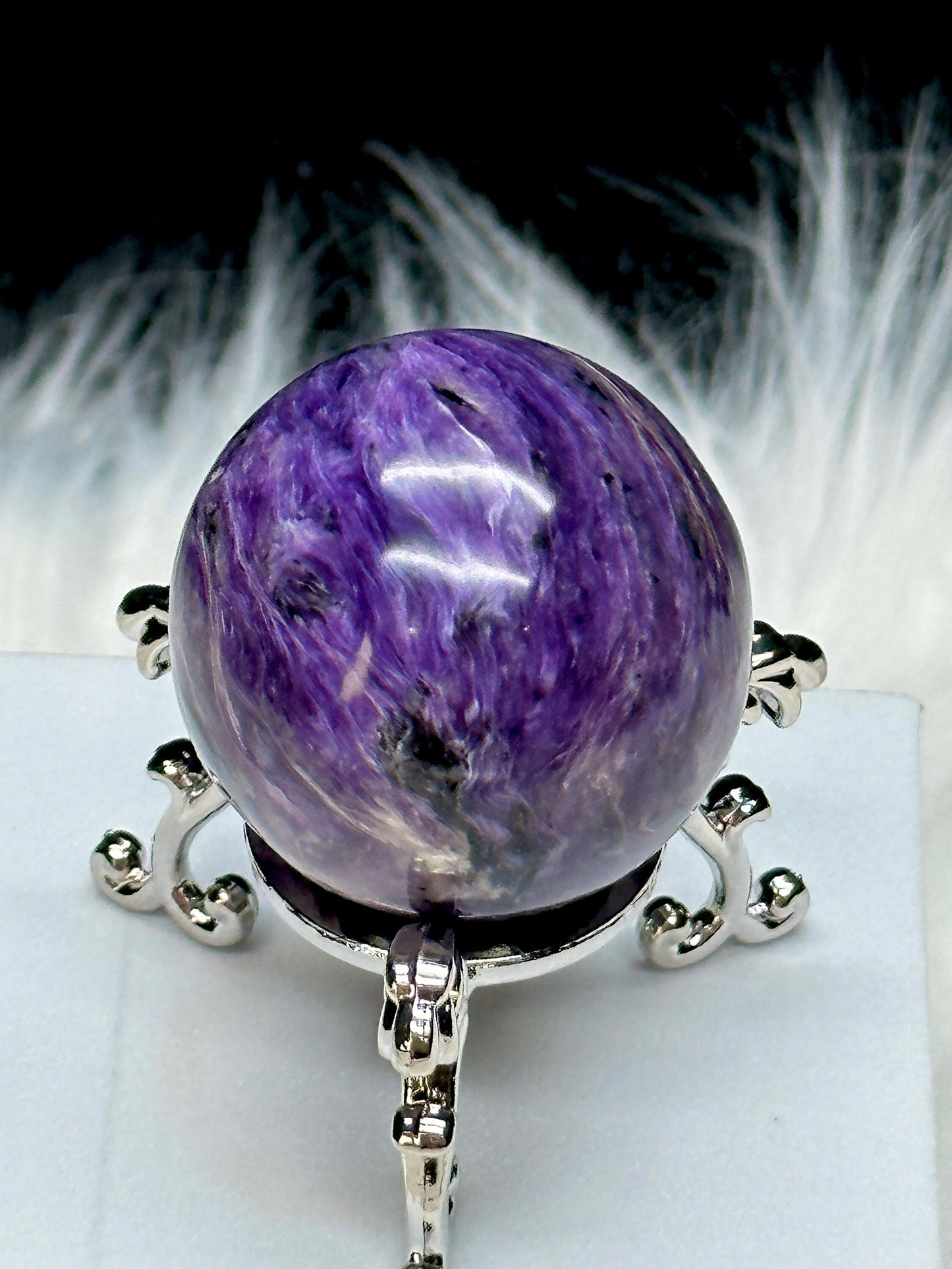 Charoite Crystal Sphere, approx. 1.5 inches diameter