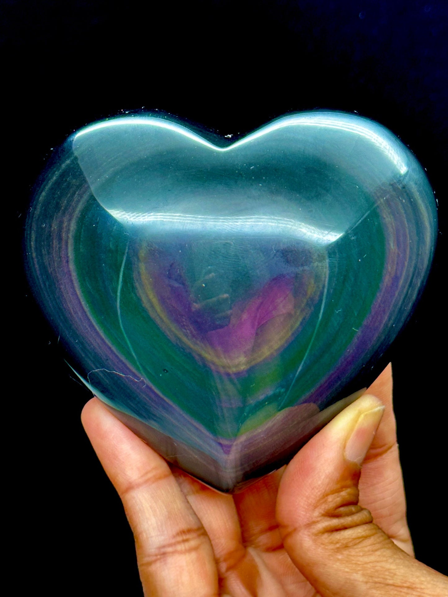 High Quality Rainbow Obsidian Crystal Heart