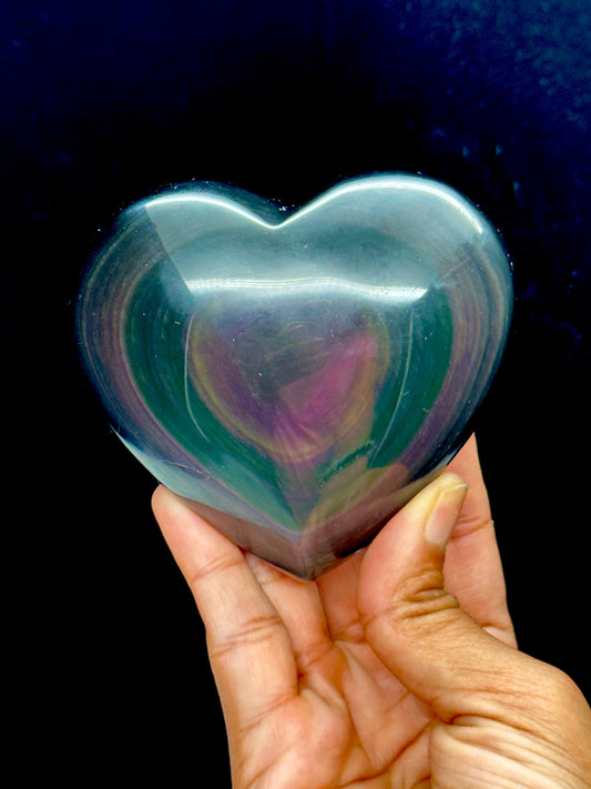 High Quality Rainbow Obsidian Crystal Heart