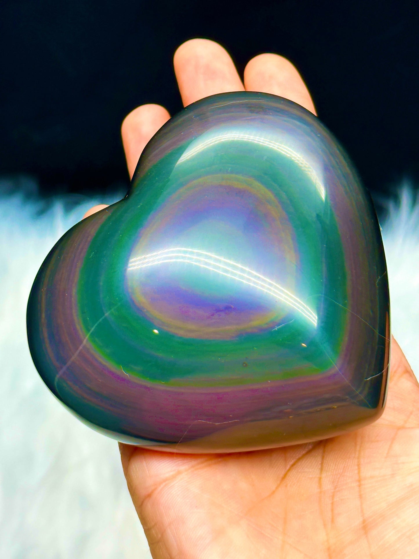 High Quality Rainbow Obsidian Crystal Heart