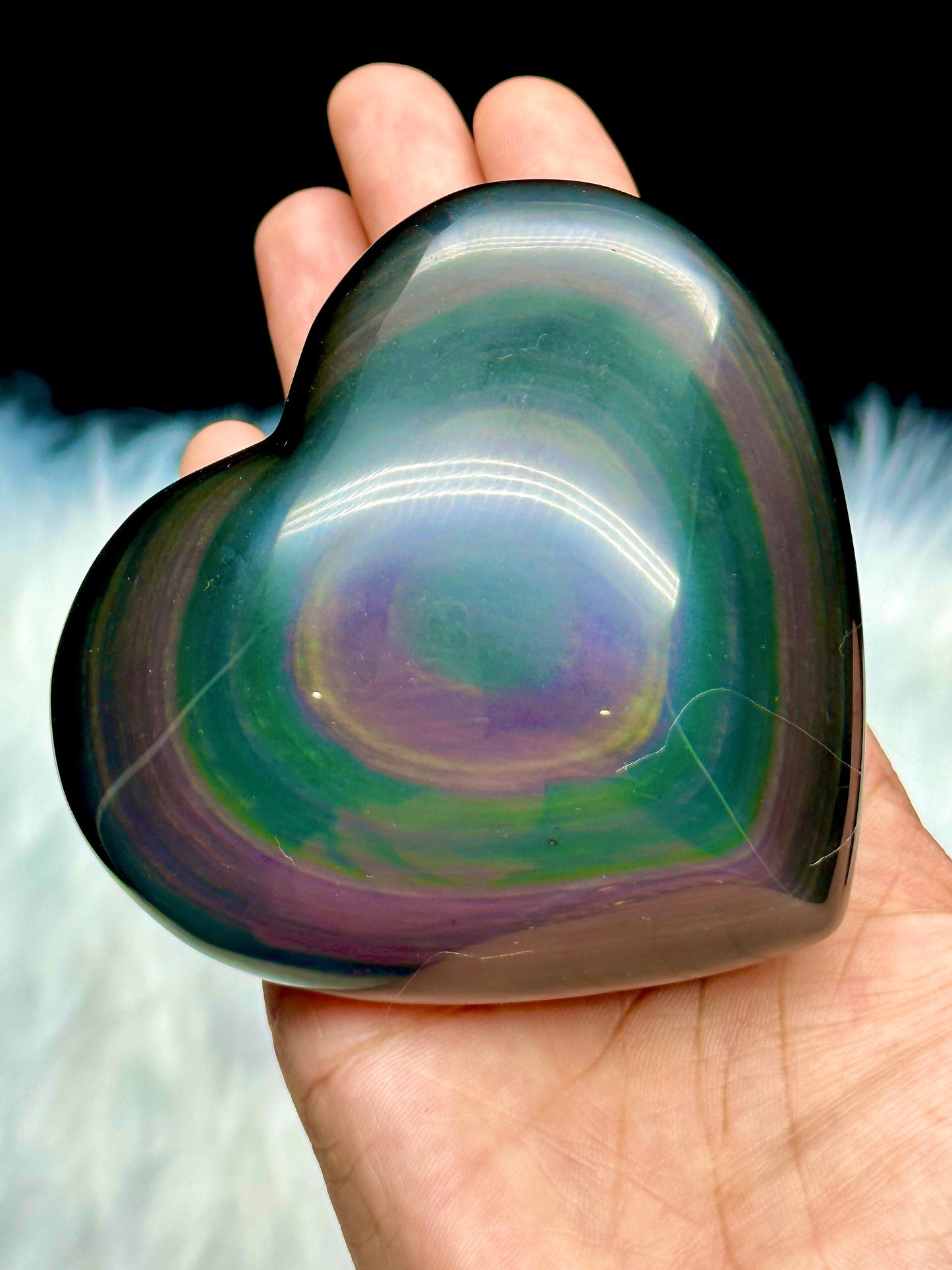 High Quality Rainbow Obsidian Crystal Heart