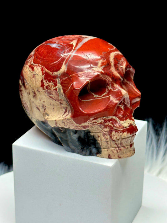 Super Pretty Red Jade Crystal Skull