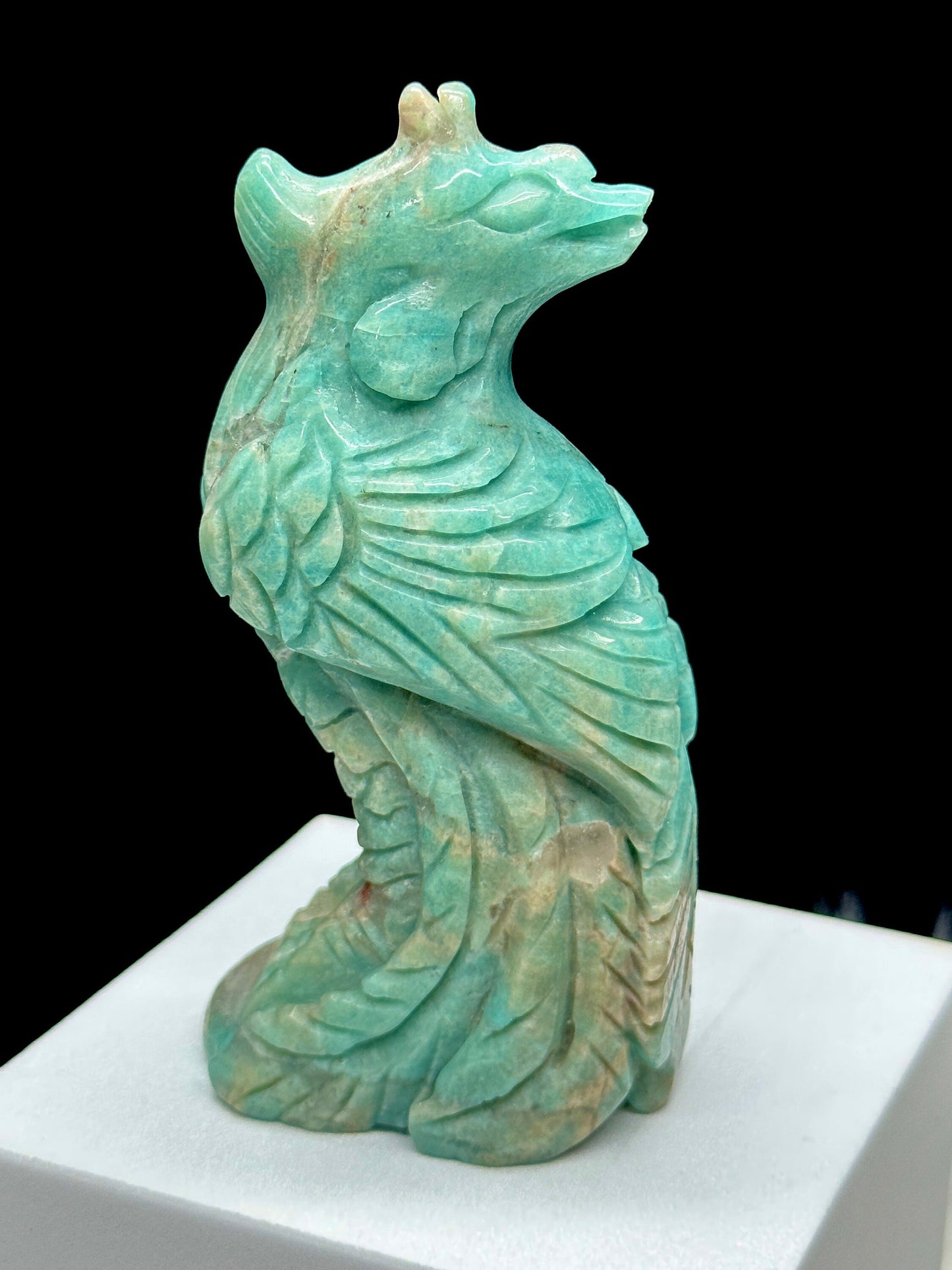 Amazonite Crystal Phoenix Carving