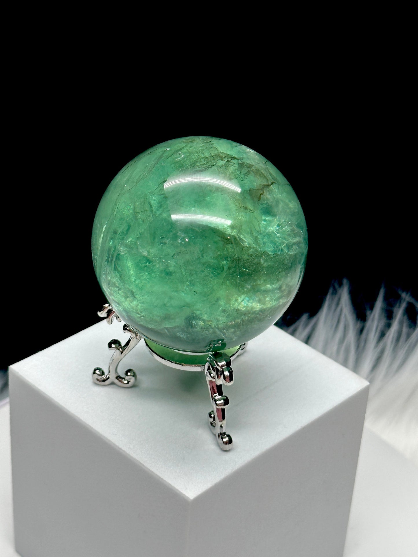 Green Fluorite Crystal Sphere