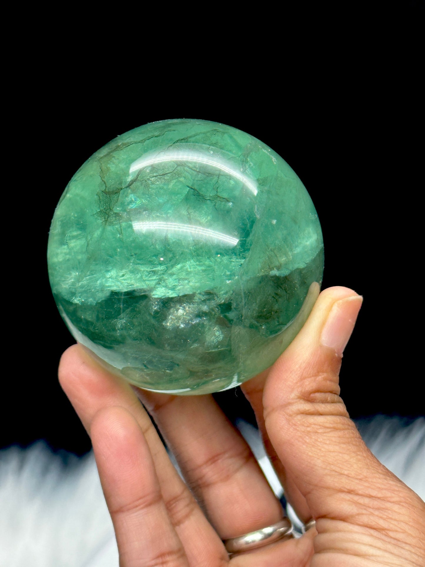 Green Fluorite Crystal Sphere