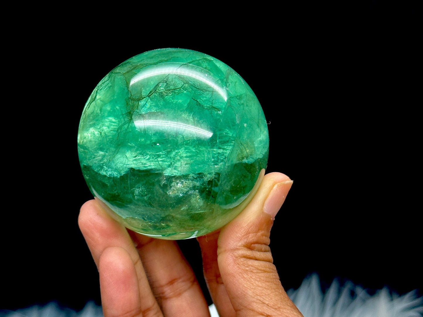 Green Fluorite Crystal Sphere