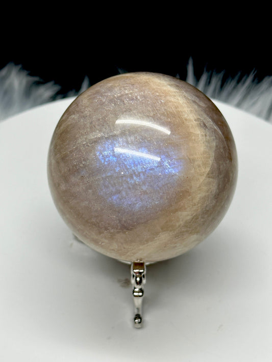 Natural Blue Flash Moonstone Crystal Sphere