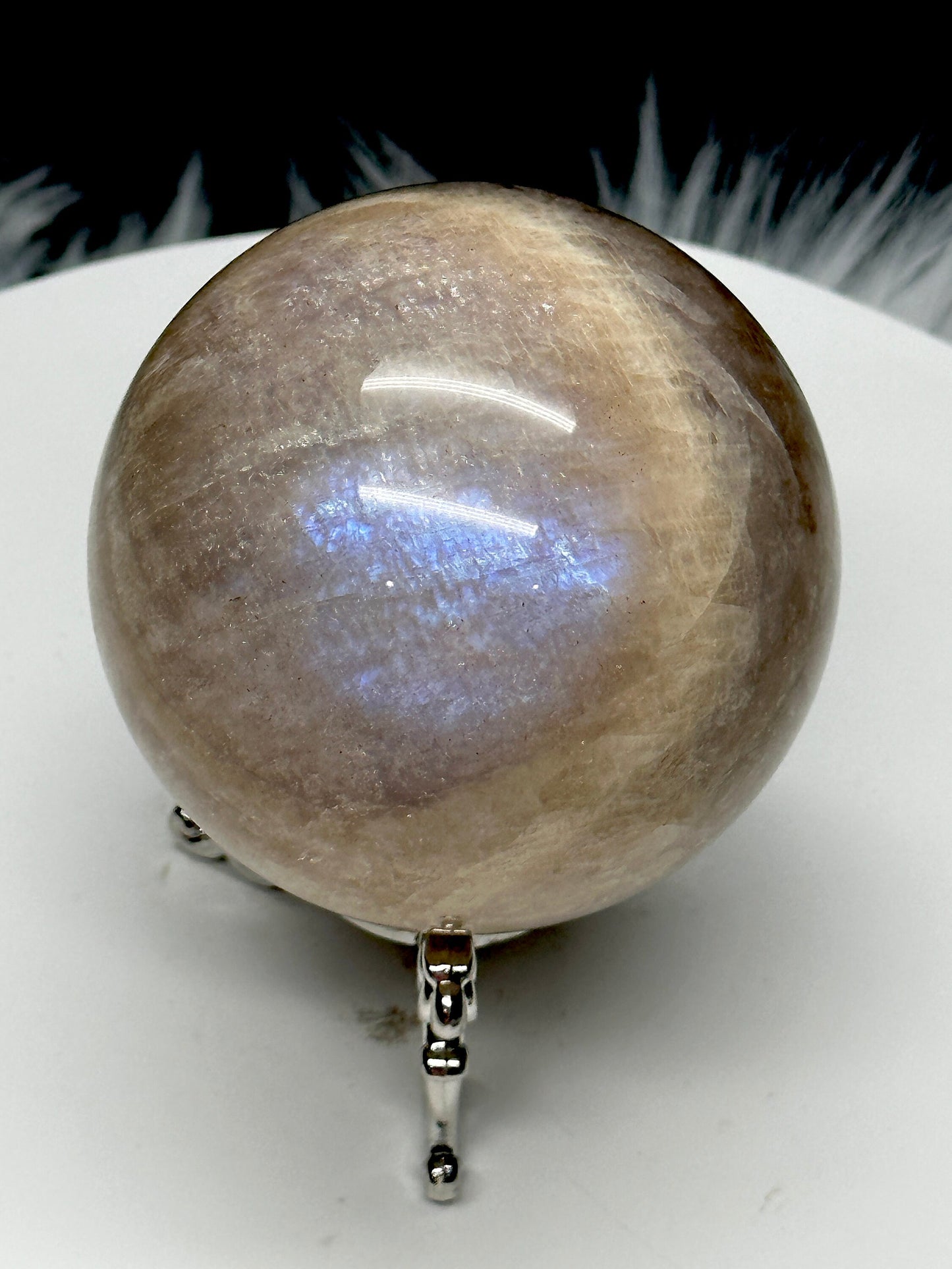 Natural Blue Flash Moonstone Crystal Sphere