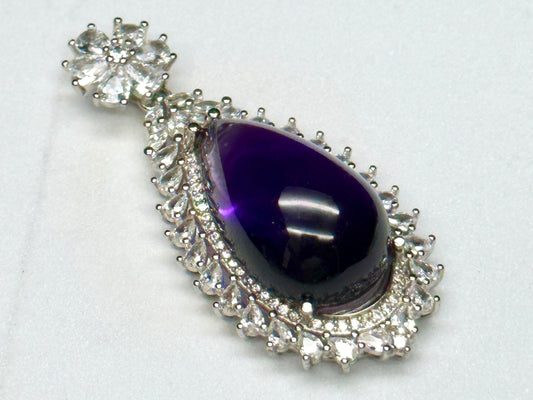 Gem Quality Amethyst Pendant in Sterling silver with white topaz , gifting item, jewelry gift