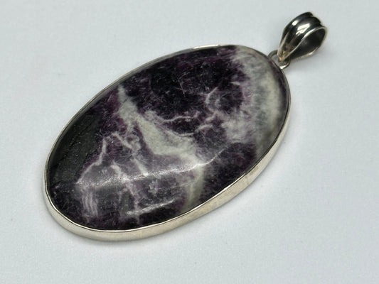 Big Natural Kammererite Crystal Pendant in Sterling Silver