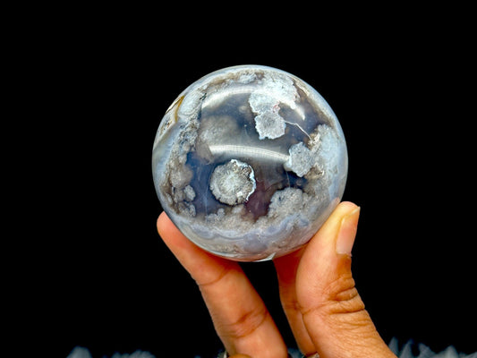 Black Flower Agate Crystal Sphere