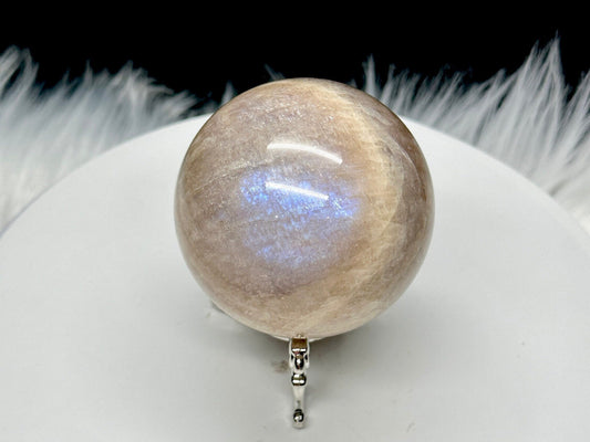 Natural Blue Flash Moonstone Crystal Sphere