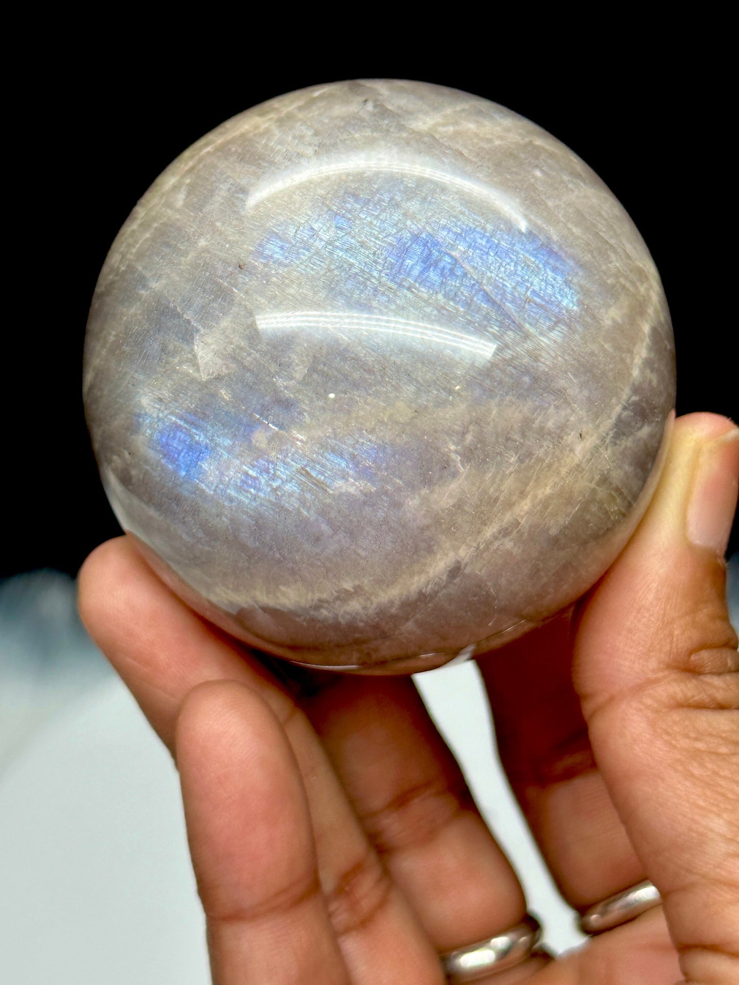 Rare Blue flash Moonstone Crystal Sphere