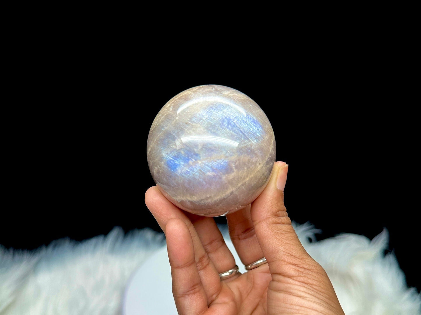 Rare Blue flash Moonstone Crystal Sphere