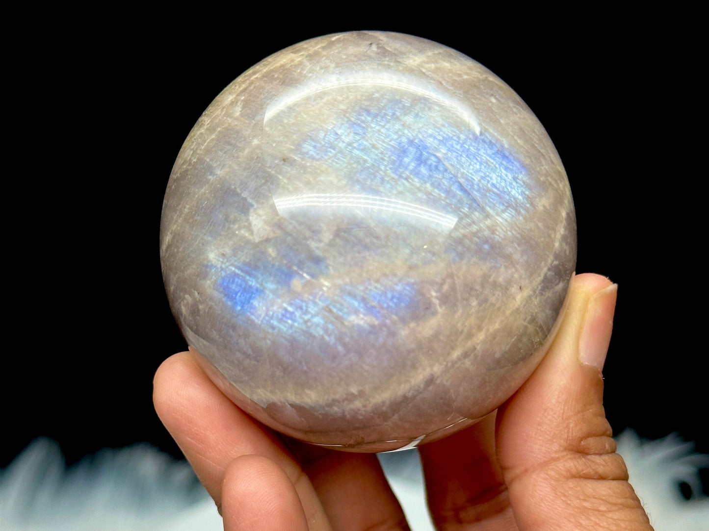 Rare Blue flash Moonstone Crystal Sphere