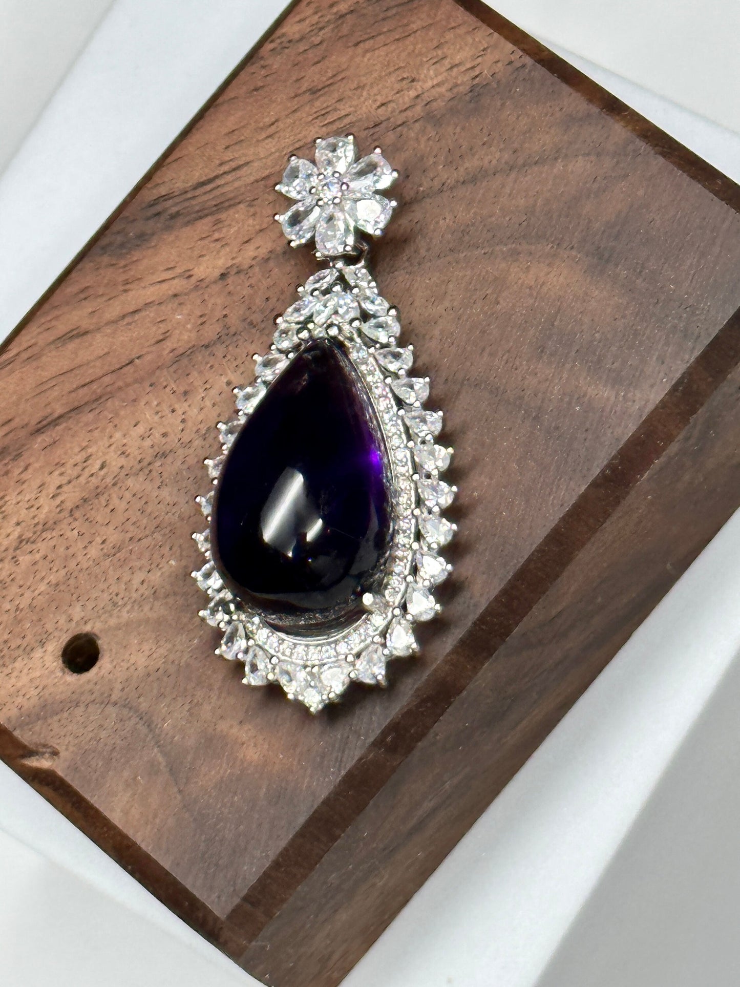 Gem Quality Amethyst Pendant in Sterling silver with white topaz , gifting item, jewelry gift