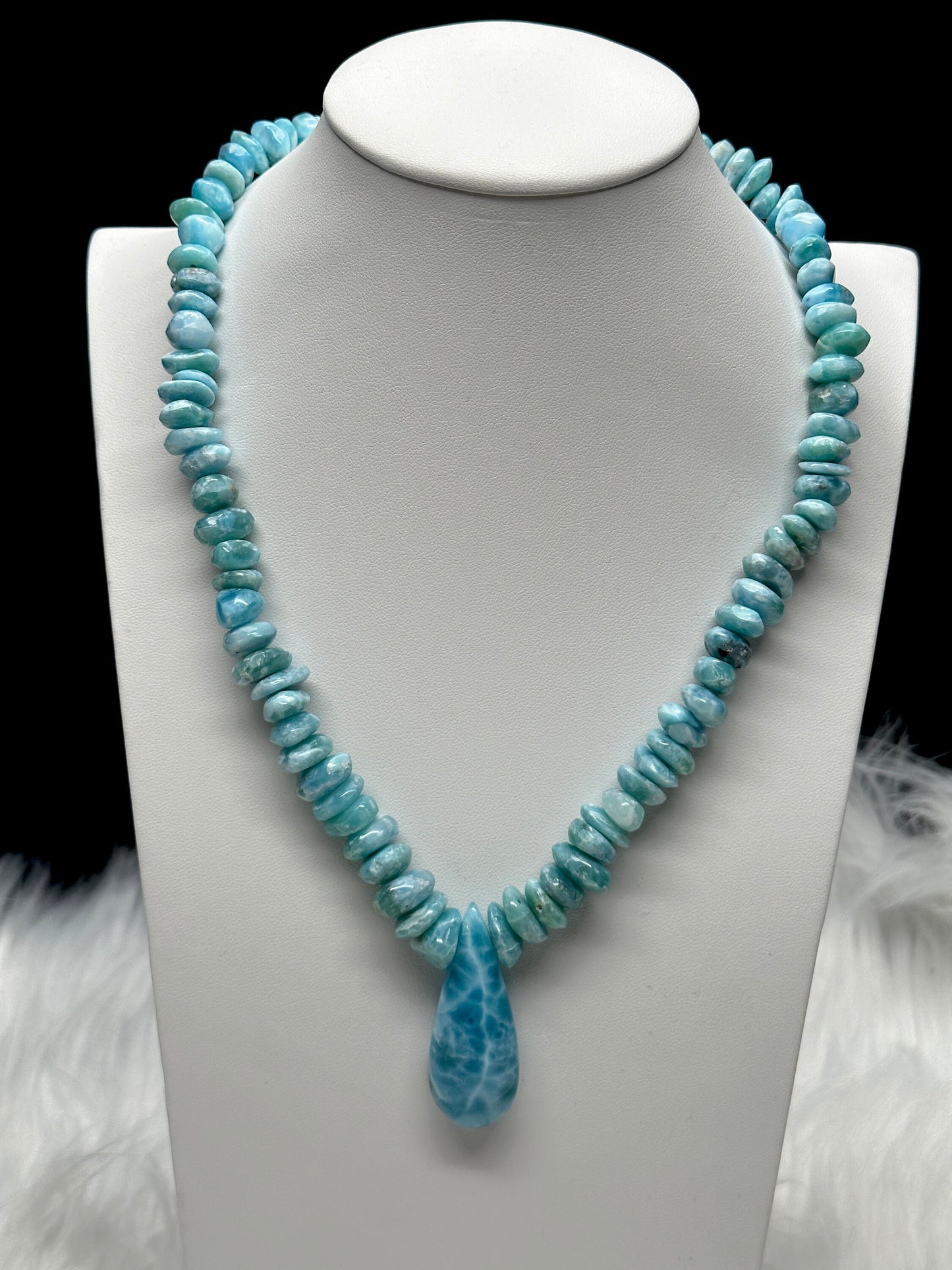 Natural Highest grade Larimar Necklace with Pendant.