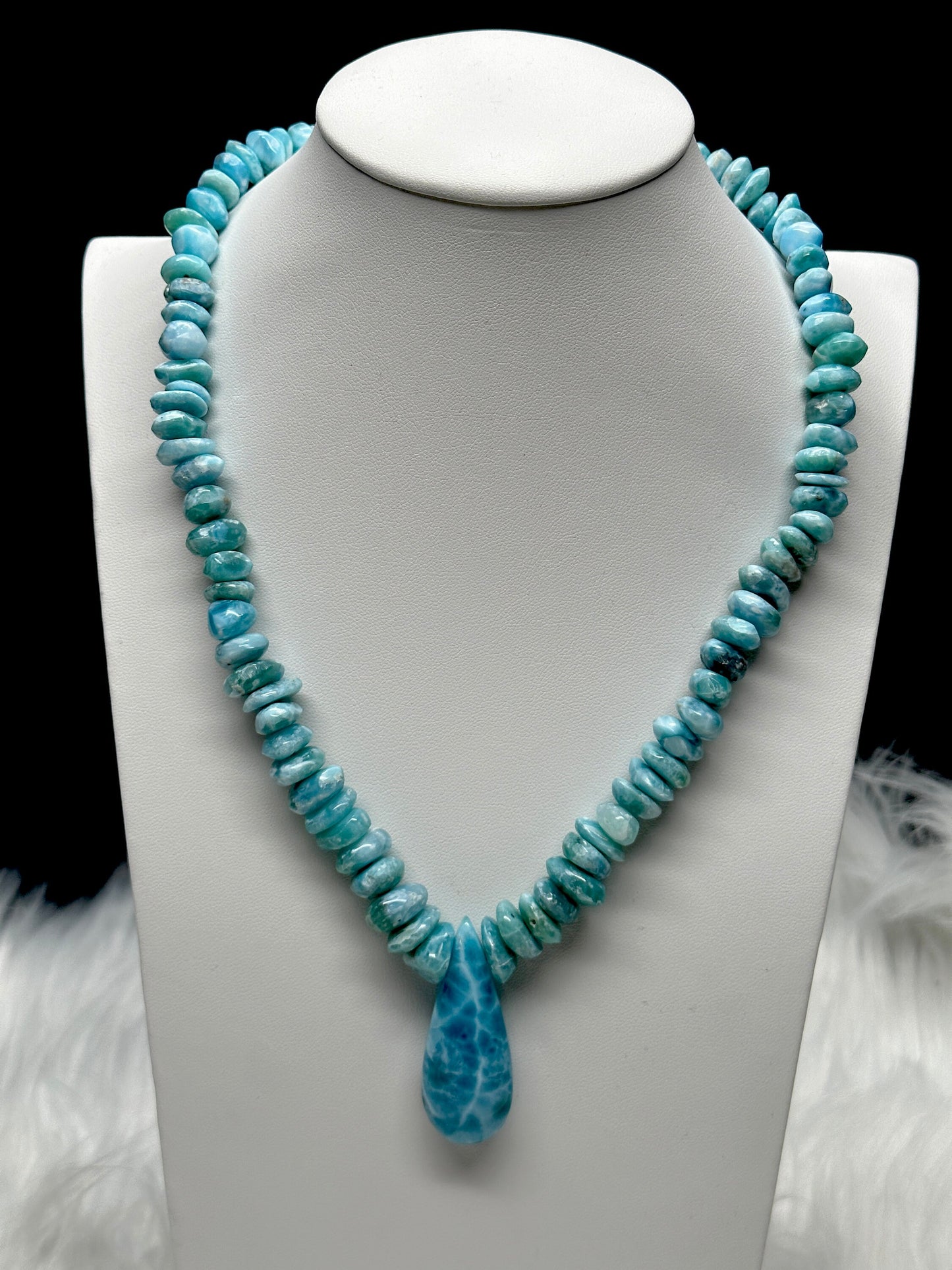 Natural Highest grade Larimar Necklace with Pendant.