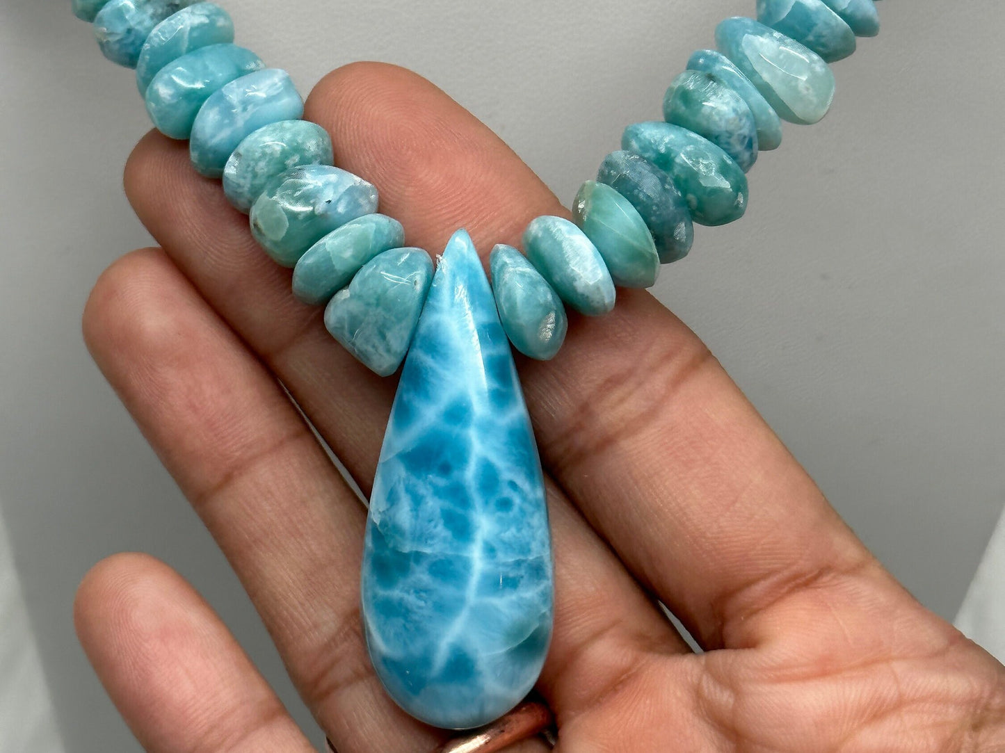 Natural Highest grade Larimar Necklace with Pendant.