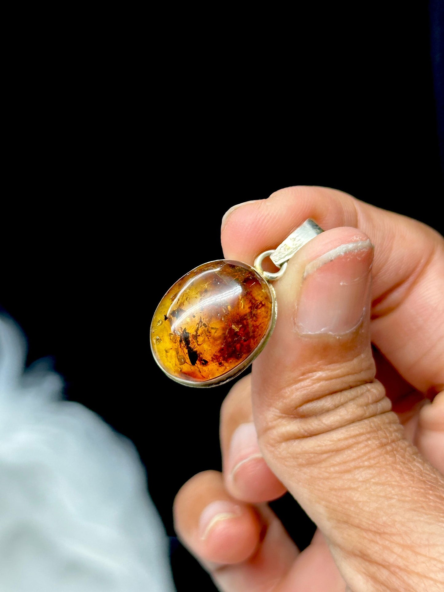 Pretty Natural Amber Pendant in Sterling Silver