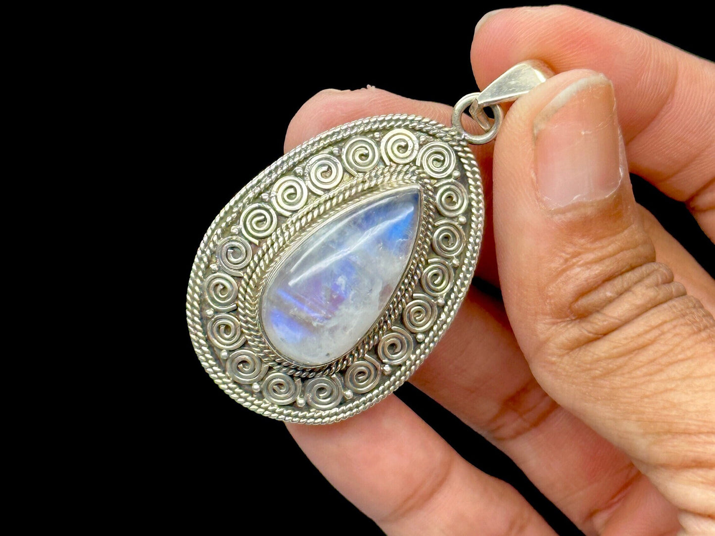 Grade AAA Moonstone Crystal Pendant set in S925 Silver.