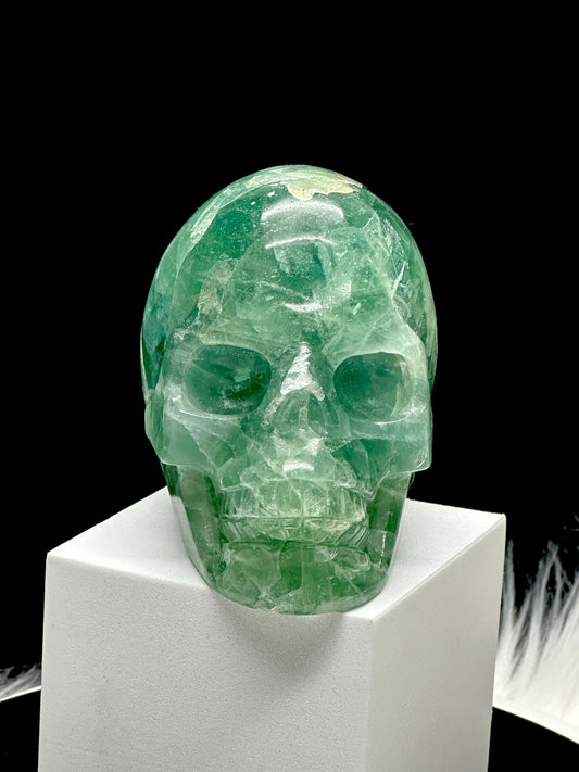 Large Green Fluorite Crystal Skull
