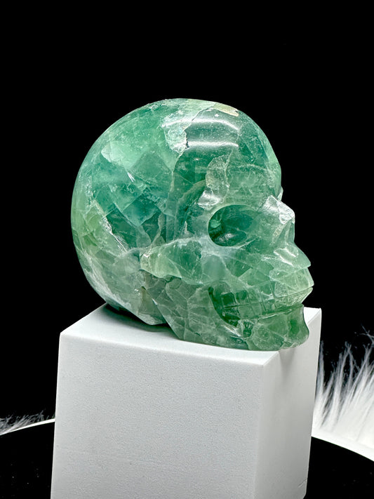 Large Green Fluorite Crystal Skull