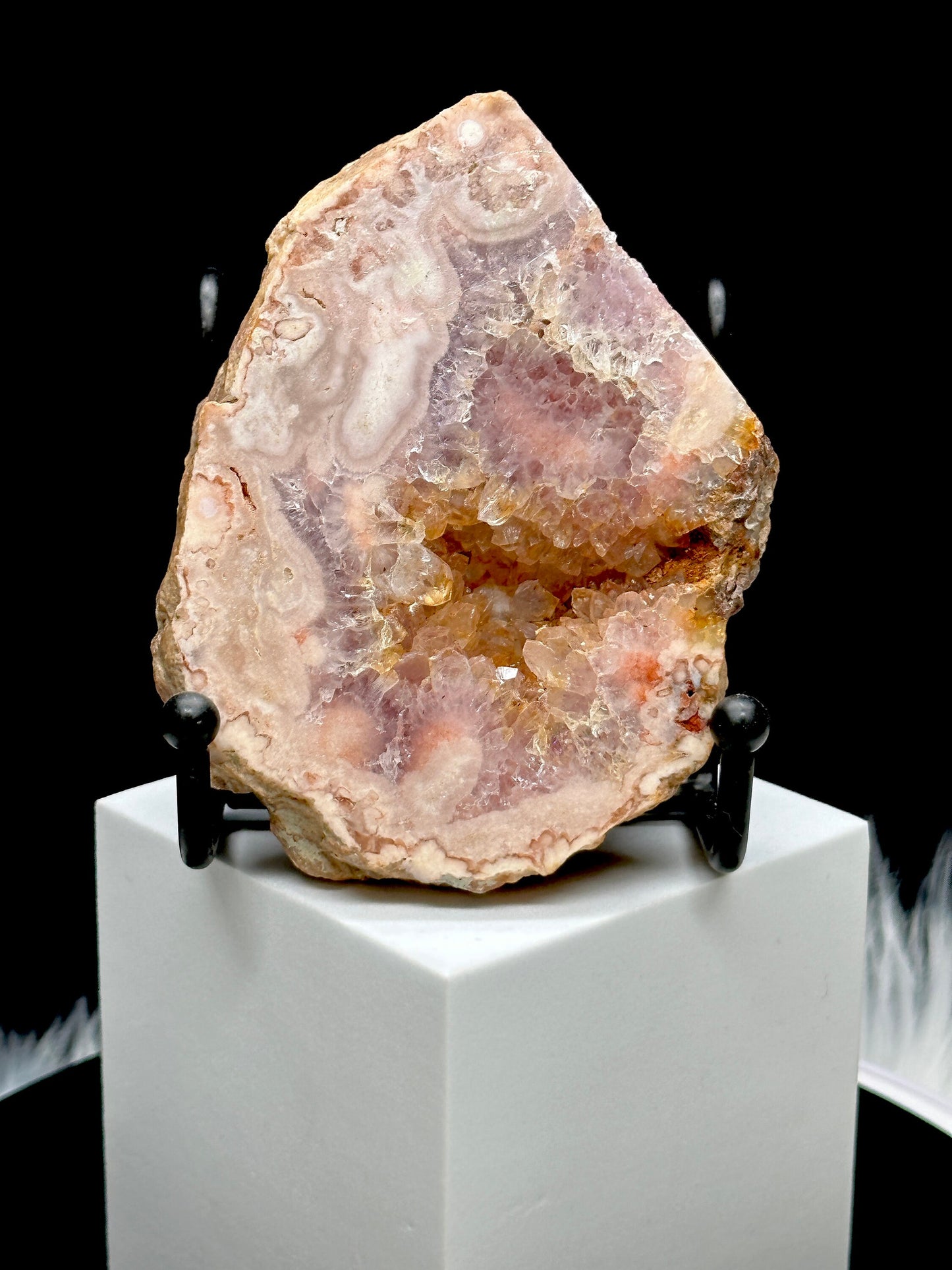 Pink Amethyst Flower Agate Crystal Slab