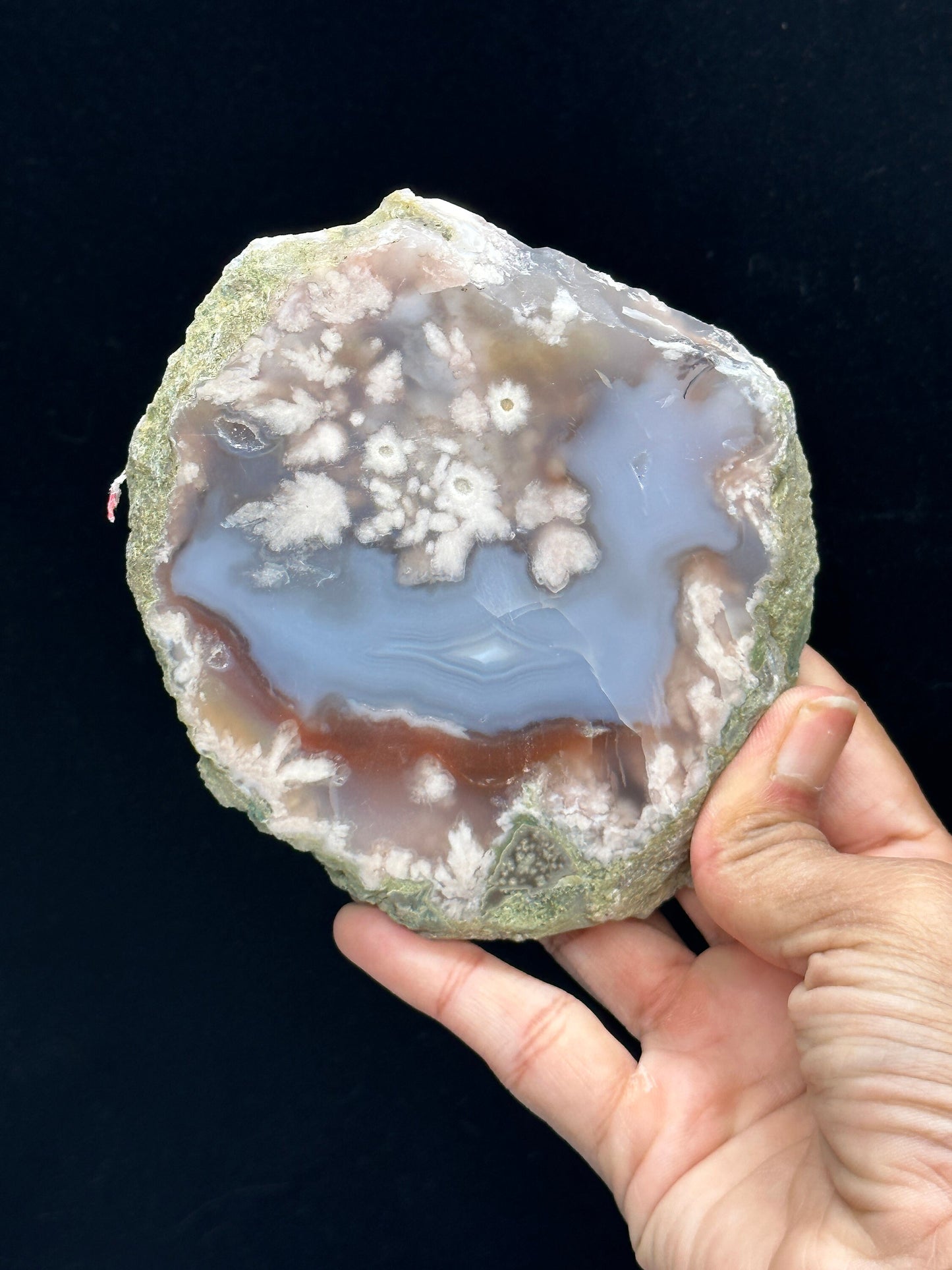 Blue Flower Agate Crystal Slab