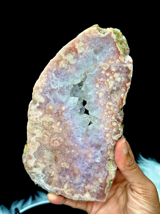 Pink Amethyst Flower Agate Crystal Slab