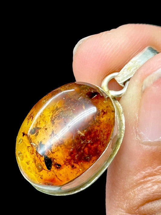 Pretty Natural Amber Pendant in Sterling Silver