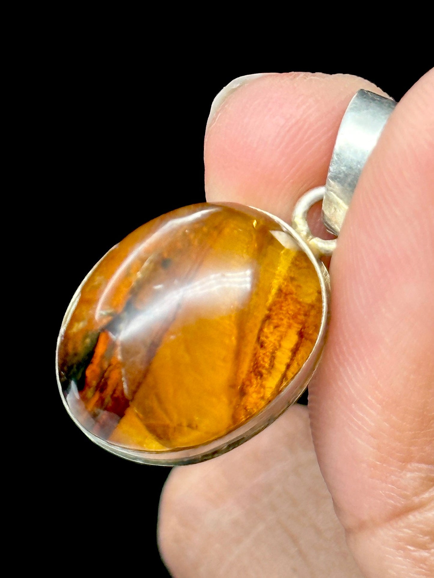 Beautiful Amber Pendant in 925 Sterling Silver