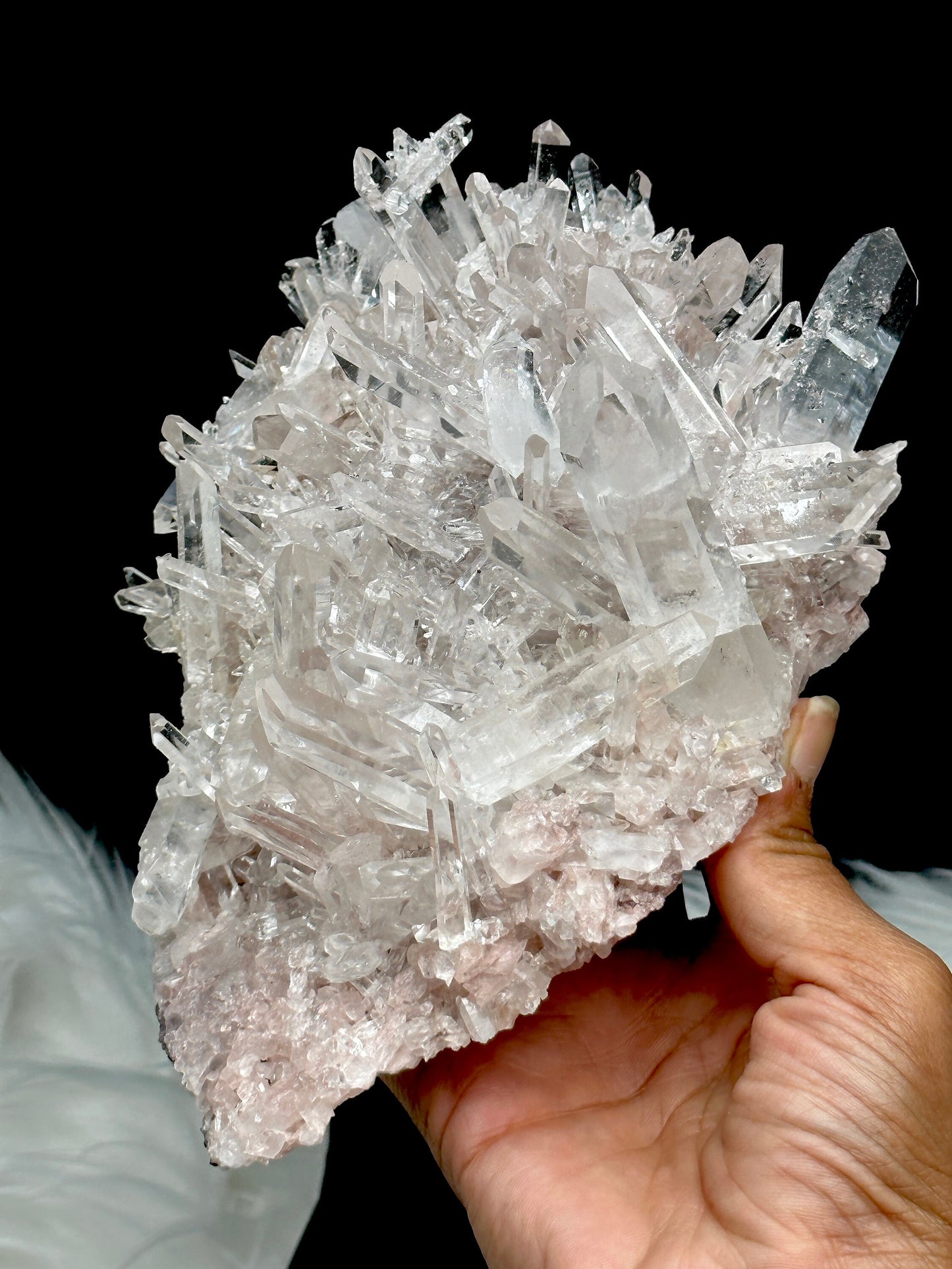 Extra High Quality Sacred Rose Pink Lemurian Quartz Cluster Specimen