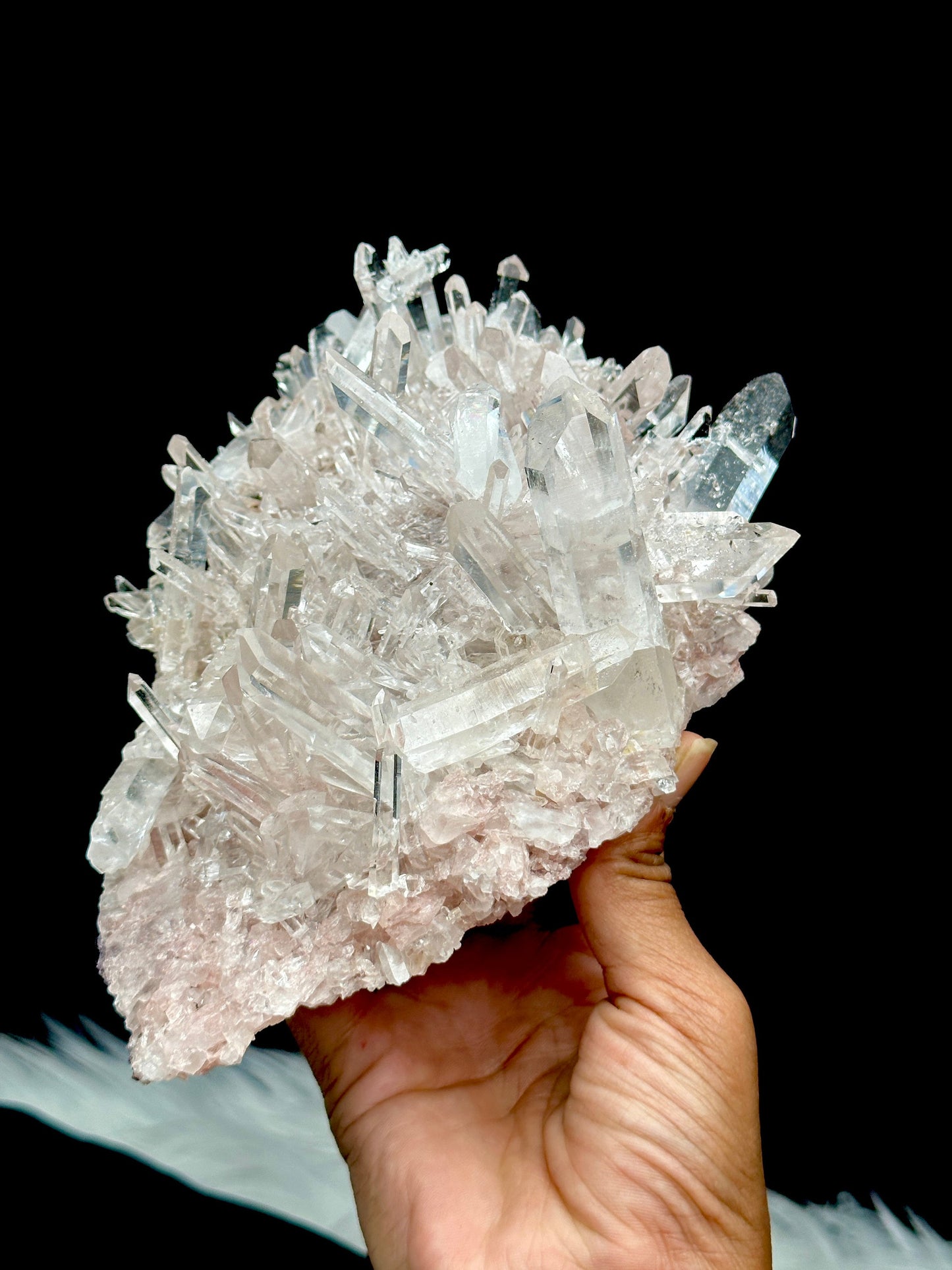 Extra High Quality Sacred Rose Pink Lemurian Quartz Cluster Specimen